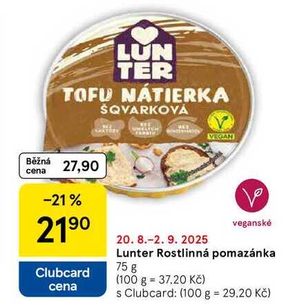 Lunter Rostlinná pomazánka, 75 g  