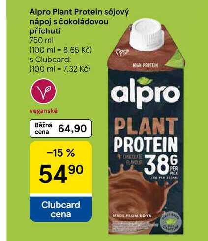Alpro Plant Protein sójový nápoj s čokoládovou příchutí, 750 ml 