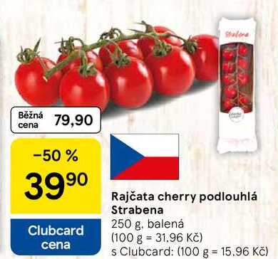 Rajčata cherry podlouhlá Strabena, 250 g 