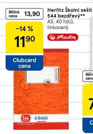 Herlitz Školní sešit 544 bezdřevý, A5, 40 listů. linkovaný  