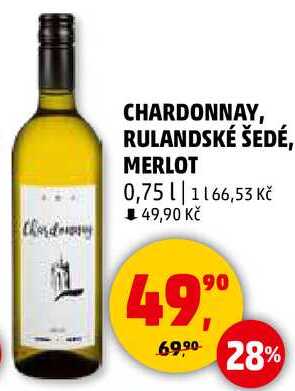 CHARDONNAY, RULANDSKÉ ŠEDÉ, MERLOT, 0,75 l