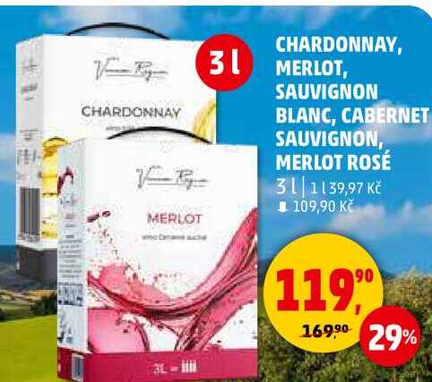 CHARDONNAY, MERLOT, SAUVIGNON BLANC, CABERNET SAUVIGNON, MERLOT ROSÉ, 3 l