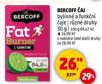 BERCOFF ČAJ bylinné a funkční čaje různé druhy, 30 g