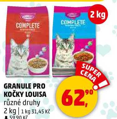 GRANULE PRO KOČKY LOUISA různé druhy, 2 kg 