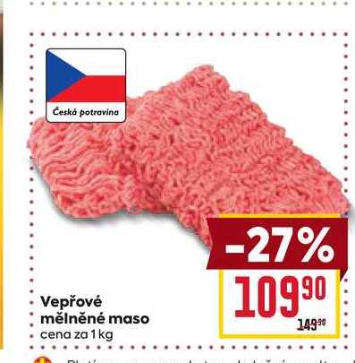 Vepřové mělněné maso cena za 1 kg 