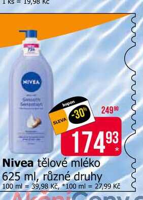Nivea tělové mléko 625 ml, různé druhy