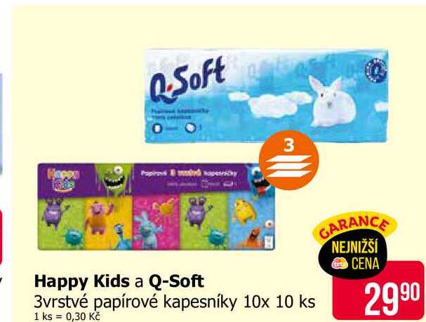 Q-Soft 3vrstvé papírové kapesníky 10x 10 ks 