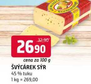 ŠVÝCÁREK SÝR 45% tuku 100g