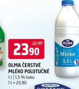 OLMA ČERSTVÉ MLÉKO POLOTUČNÉ 1,5% tuku 1l