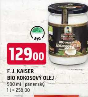 F. J. KAISER BIO KOKOSOVÝ OLEJ 500 ml panenský 