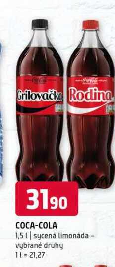COCA-COLA 1,5l sycená limonáda vybrané druhy