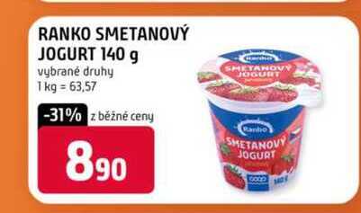 RANKO SMETANOVÝ JOGURT 140 g vybrané druhy 