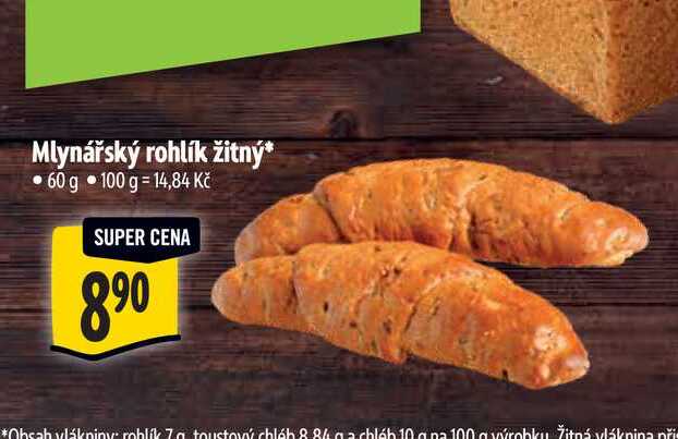 Mlynářský rohlík žitný  60 g 