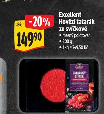 Excellent Hovězí tatarák ze svíčkové  200 g
