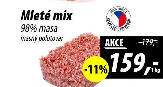 Mleté mix 98% masa masný polotovar, 1 kg