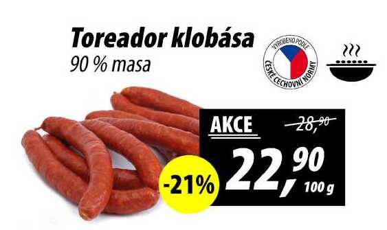 Toreador klobása 90% masa, 100 g