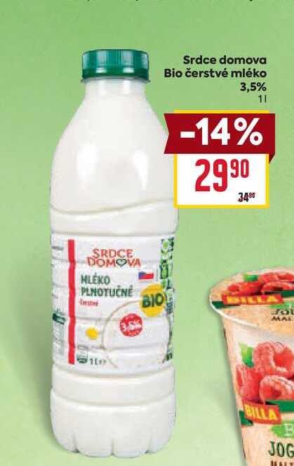 Srdce domova Bio čerstvé mléko 3,5% 1l
