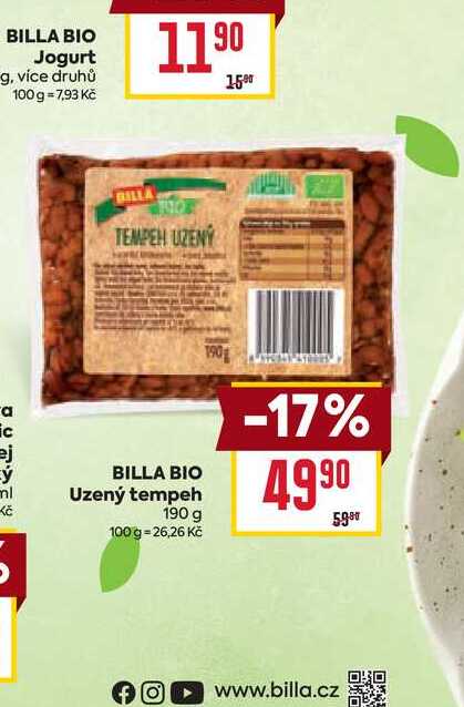 BILLA BIO Uzený tempeh 190 g