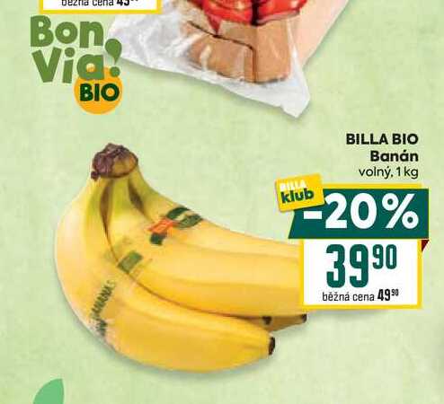 BILLA BIO Banán volný, 1 kg
