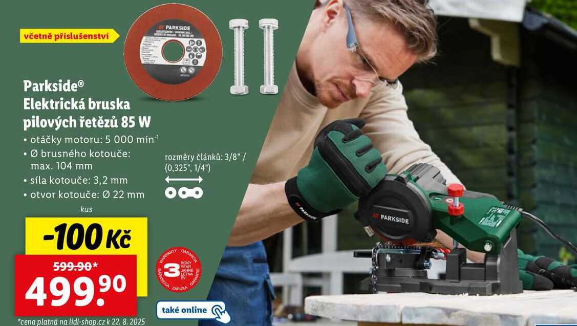 Parkside Elektrická bruska pilových řetězů 85 W 