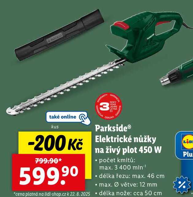 Parkside Elektrické nůžky na živý plot 450 W 