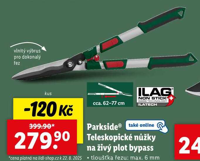 Parkside Teleskopické nůžky na živý plot bypass 