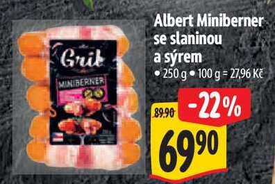 Albert Miniberner se slaninou a sýrem, 250 g 