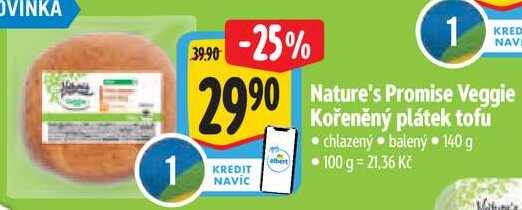 Nature's Promise Veggie Kořeněný plátek tofu, 140 g