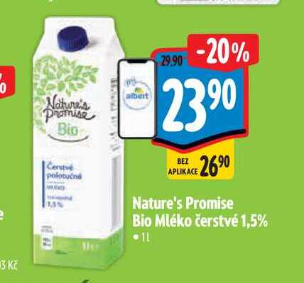   Nature's Promise Bio Mléko čerstvé 1,5% 1 l