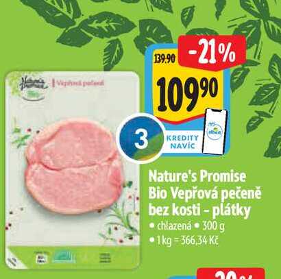   Nature's Promise Bio Vepřová pečeně bez kosti - plátky 300 g 