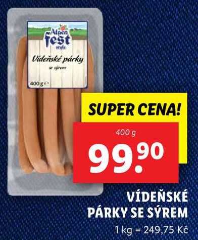 VÍDEŇSKÉ PÁRKY SE SÝREM, 400 g