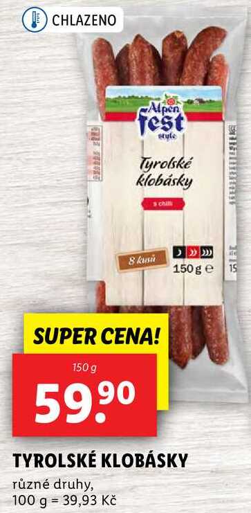 TYROLSKÉ KLOBÁSKY, 150 g