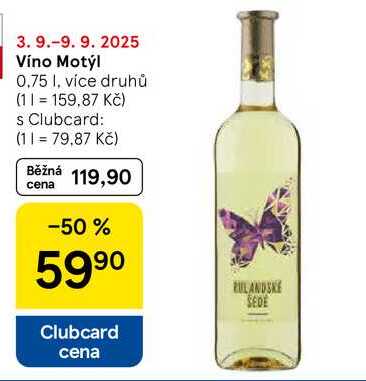 Víno Motýl, 0,75 l
