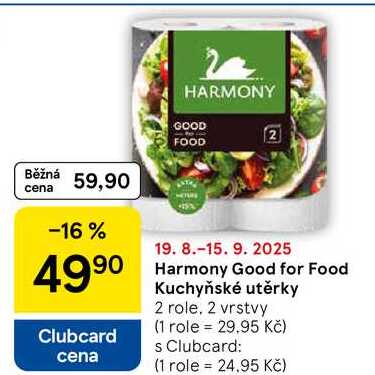 Harmony Good for Food Kuchyňské utěrky, 2 role. 2 vrstvy 