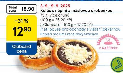 Koláč s náplní a máslovou drobenkou, 75 g, více druhů 
