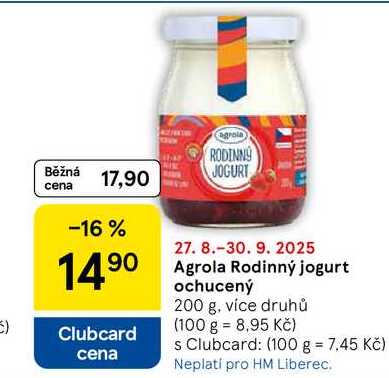 Agrola Rodinný jogurt ochucený, 200 g, více druhů  