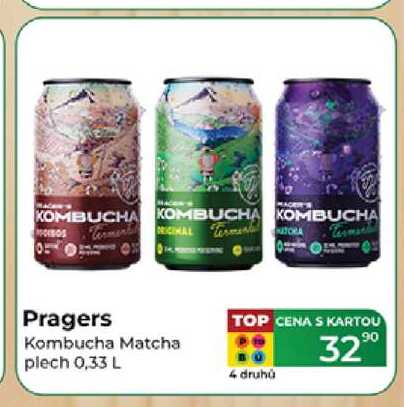 Pragers Kombucha Matcha plech 0,33 L 