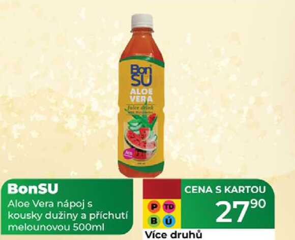 BonSU Aloe Vera nápoj s kousky dužiny a příchutí melounovou 500ml  