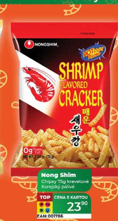 Nong Shim Chipsy 75g krevetové Korejský pálivé 