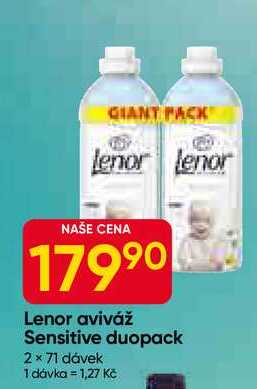 Lenor aviváž Sensitive duopack 2 × 71 dávek 