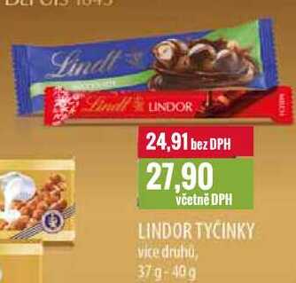 LINDOR TYČINKY 37g-40g 