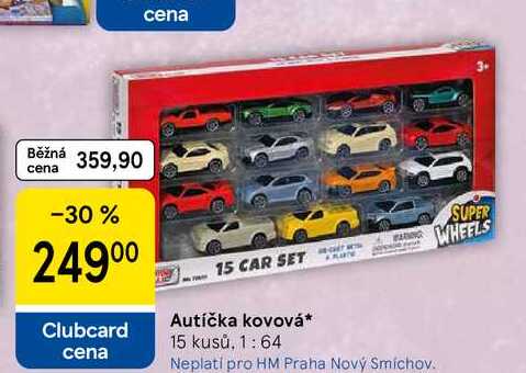 Autíčka kovová, 15 kusů, 1:64  