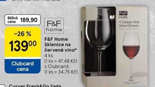 F&F Home Sklenice na červené víno, 4 ks  