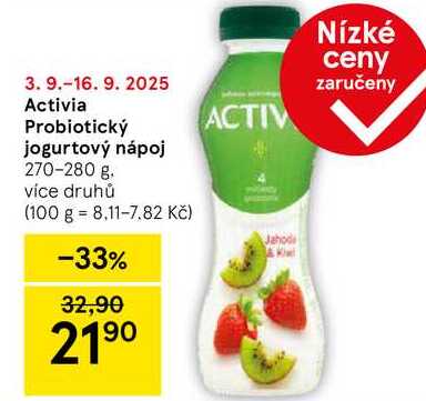 Activia Probiotický jogurtový nápoj, 270-280 g