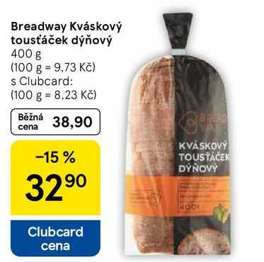 Breadway Kváskový tousťáček dýňový, 400 g