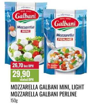 MOZZARELLA GALBANI MINI, LIGHT MOZZARELLA GALBANI PERLINE 150g 