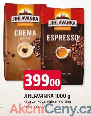 JJIHLAVANKA 1000 g káva zrnková, vybrané druhy