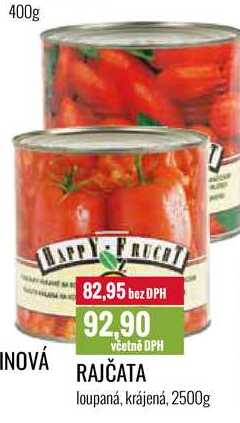 RAJČATA loupaná, krájená, 2500g 