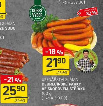 DEBRECÍNSKÉ PÁRKY Hruško RUCU VE SKOPOVÉM STŘÍVKU 100 g