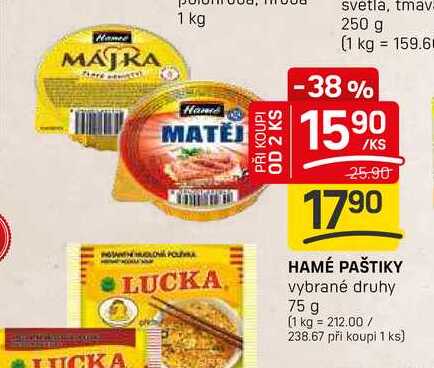 HAMÉ PAŠTIKY vybrané druhy 75 g 